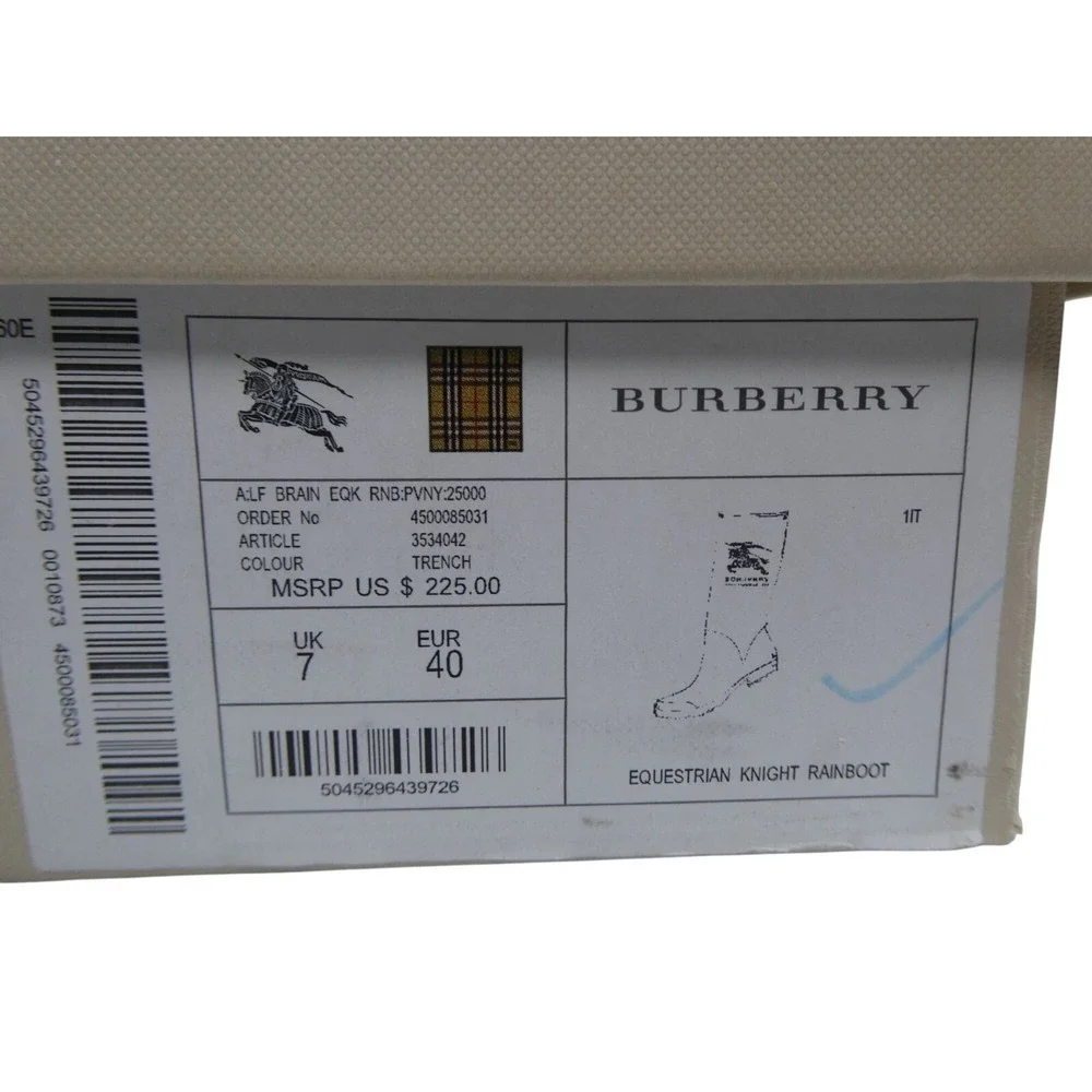 Burberry Equestrian Knight‎ Rainboot Size US 9.5